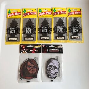 Child’s Play Chucky + Halloween III Skull + 5 Black Ice Tree Air Fresheners Lot
